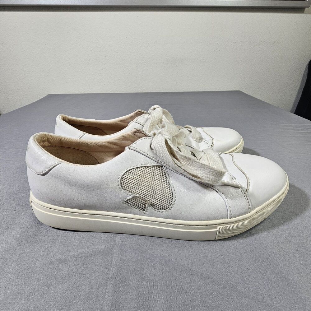 Kate Spade New York Fez Ace Sneakers White Leather Suede Women's Size 11B Low...